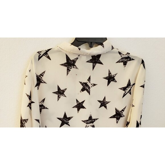 Lane Bryant Lightweight Star Print Cream/Black Button Up Tunic Top Size 18/20 *F - Picture 5 of 10
